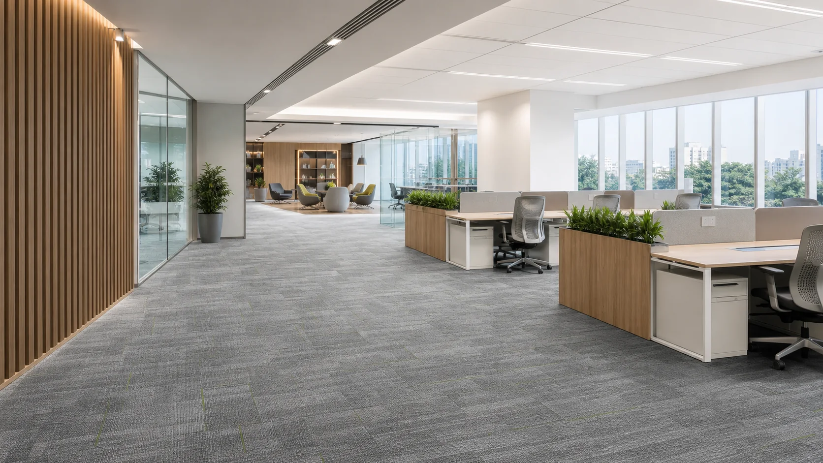 A Bengaluru office floor laid with PANACHE carpet tiles